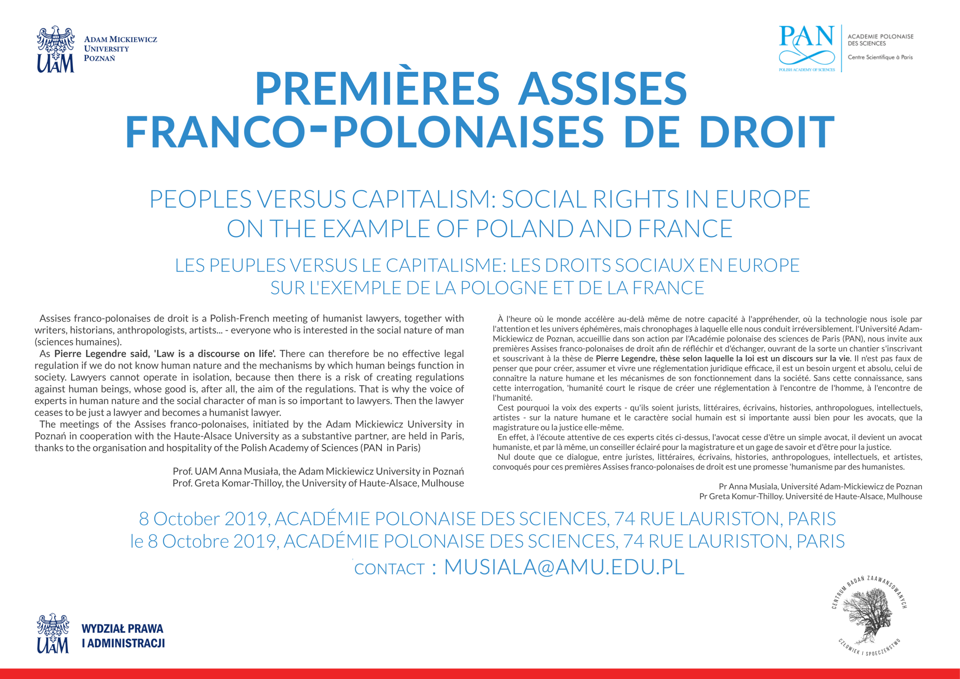 Premières Assises franco-polonasises de droit plakat
