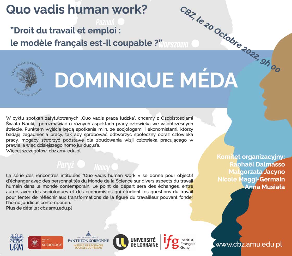 prof. Dominique Méda: Quo vadis human work? (plakat)