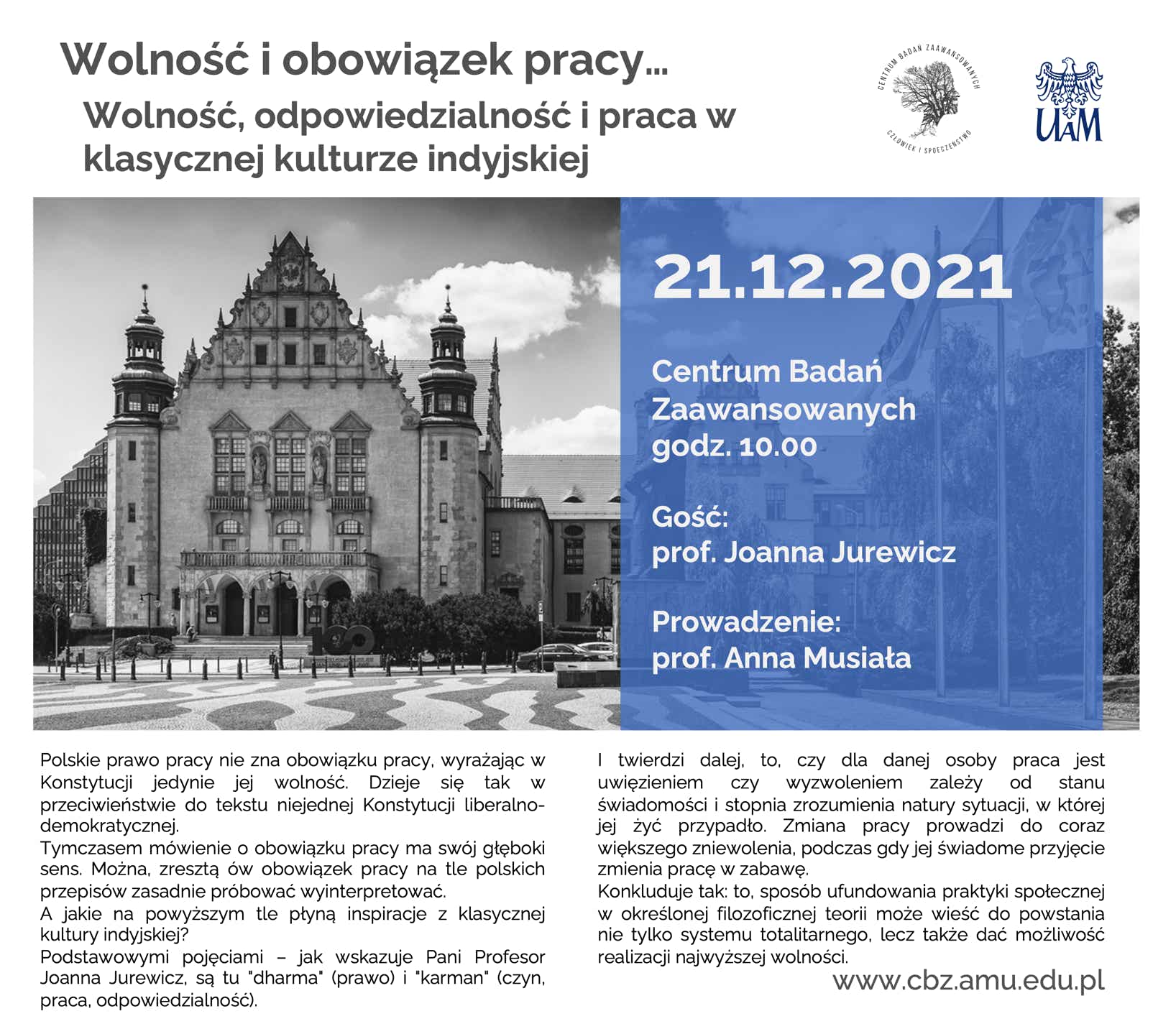prof. Joanna Jurewicz: Wolność i obowiązek pracy... CBZ 21.12.2021 poster